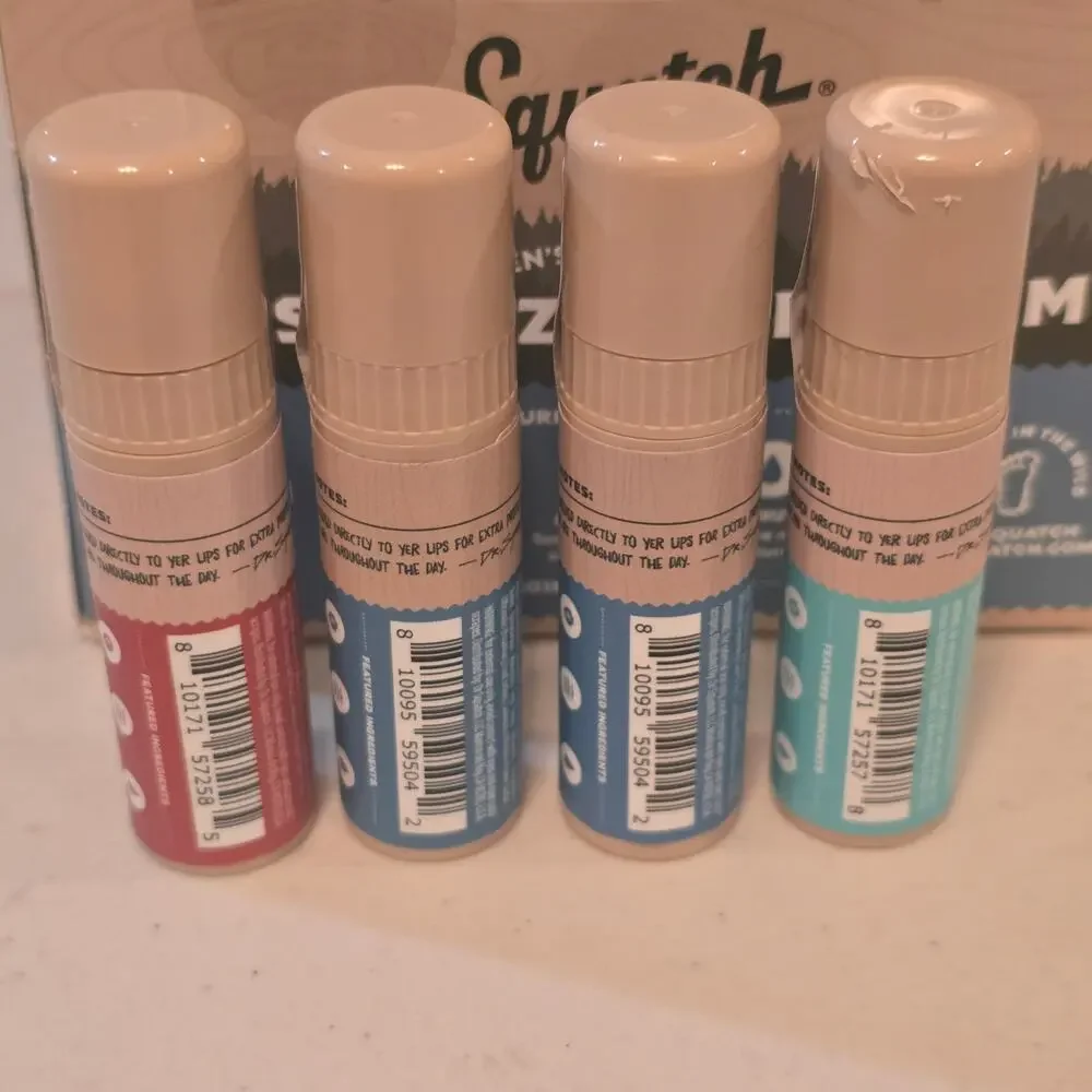 Dr. Squatch‎ Moisturizing Lip Balm Variety 4 Pack 0.25oz Each Original Coconut
